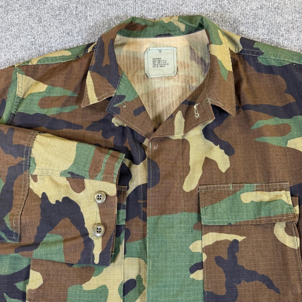 Military BDU Field Jacket Camo Ripstop Large Regular 8415-01-184-1335‎ #2969